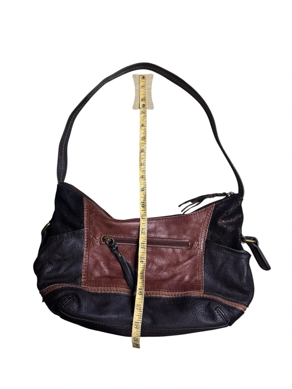 VINTAGE The Sak Kendra Hobo Bag Black Brown Shoulder Strap Y2K Patchwork